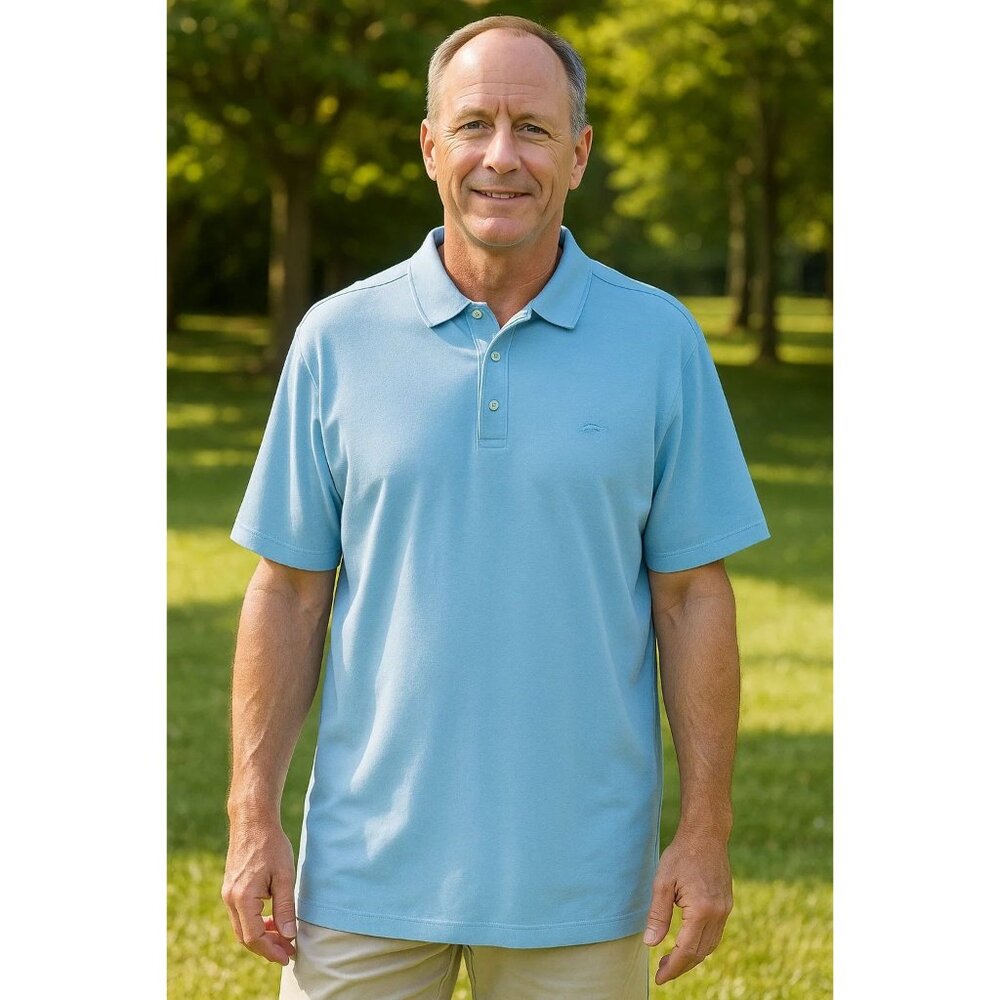 Tommy Bahama XL Men's Light Blue White POLO